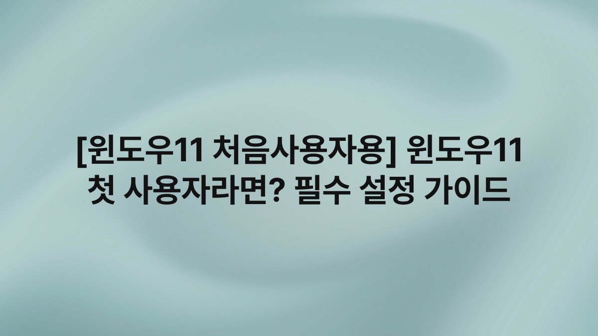 [윈도우11 처음사용자용] 윈도우11 첫 사용자라면? 필수 설정 가이드