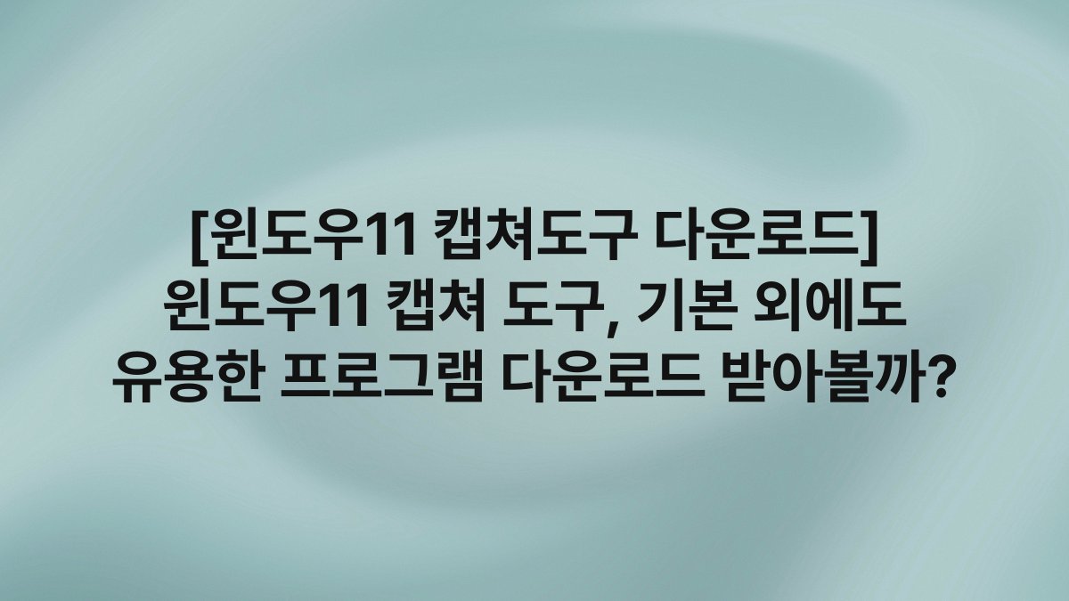 [윈도우11 캡쳐도구 다운로드] 윈도우11 캡쳐 도구, 기본 외에도 유용한 프로그램 다운로드 받아볼까?