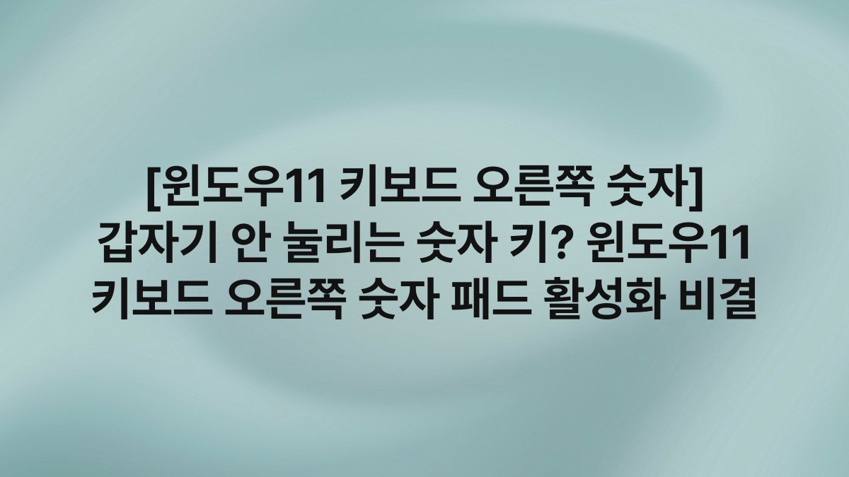 [윈도우11 키보드 오른쪽 숫자] 갑자기 안 눌리는 숫자 키? 윈도우11 키보드 오른쪽 숫자 패드 활성화 비결