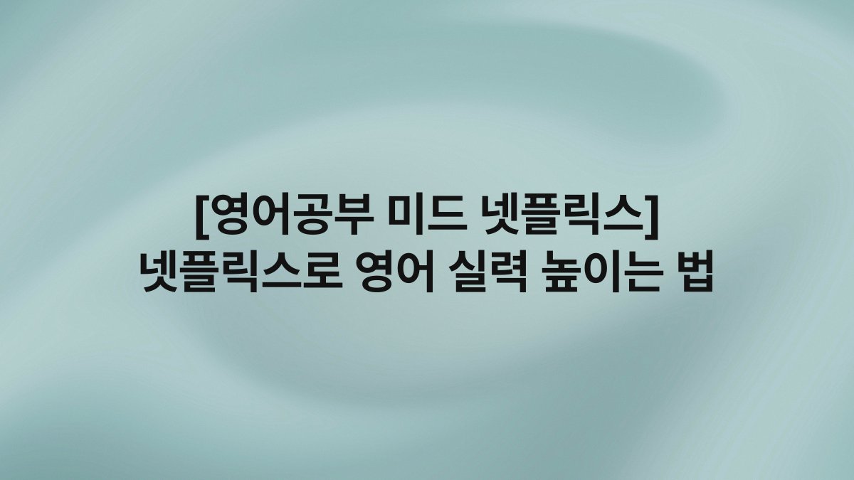 [영어공부 미드 넷플릭스] 넷플릭스로 영어 실력 높이는 법