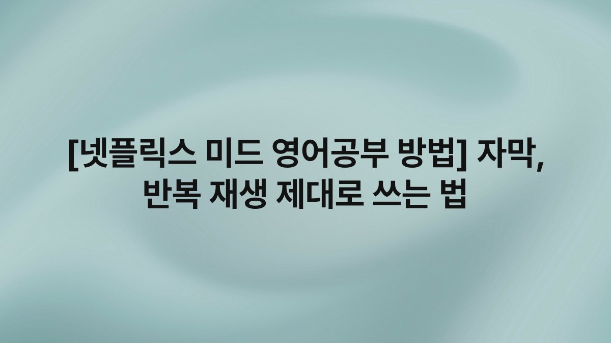 [넷플릭스 미드 영어공부 방법] 자막, 반복 재생 제대로 쓰는 법