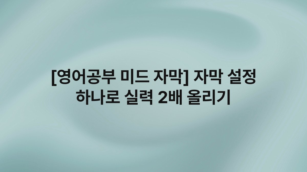 [영어공부 미드 자막] 자막 설정 하나로 실력 2배 올리기