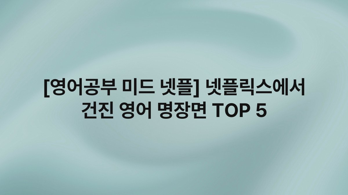 [영어공부 미드 넷플] 넷플릭스에서 건진 영어 명장면 TOP 5