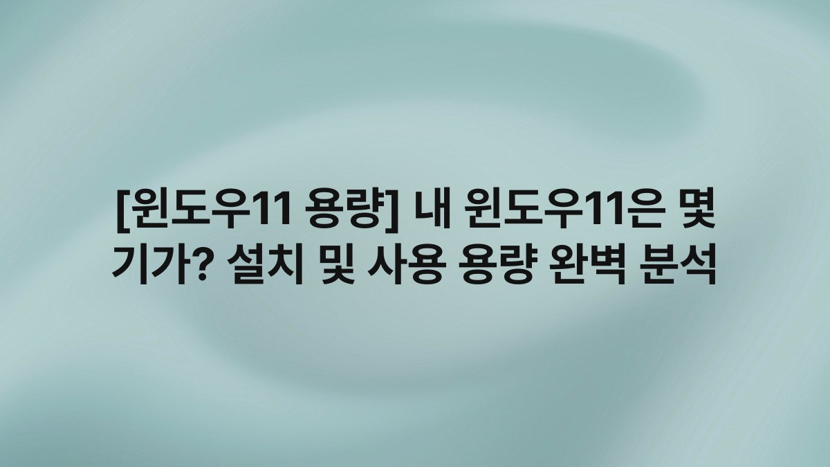 [윈도우11 용량] 내 윈도우11은 몇 기가? 설치 및 사용 용량 완벽 분석
