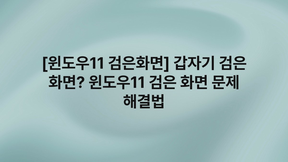 [윈도우11 검은화면] 갑자기 검은 화면? 윈도우11 검은 화면 문제 해결법