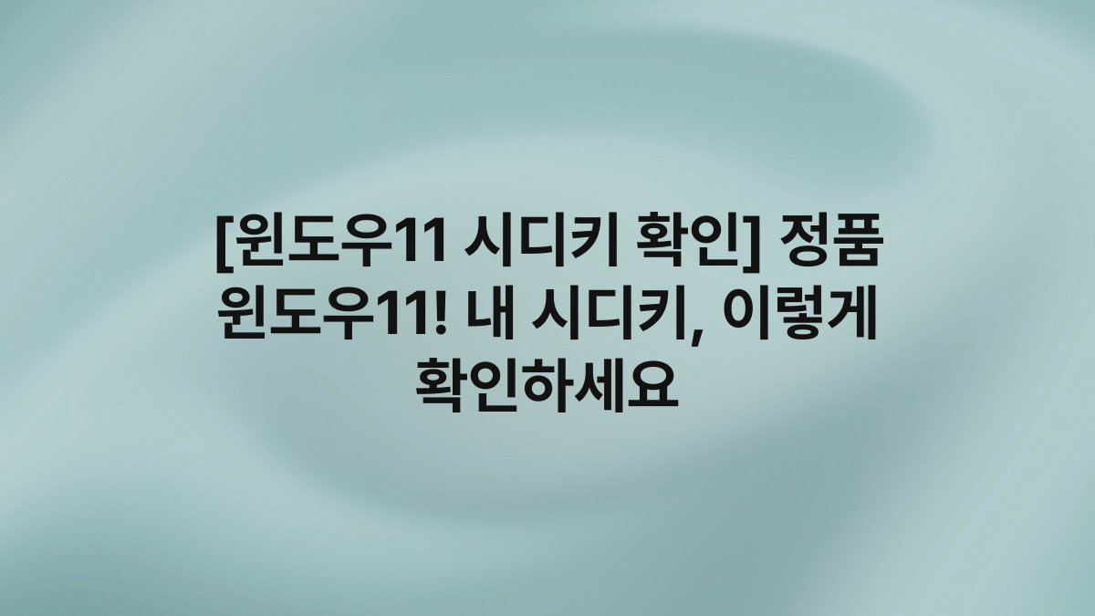 [윈도우11 시디키 확인] 정품 윈도우11! 내 시디키, 이렇게 확인하세요