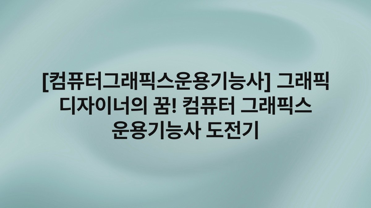 [컴퓨터그래픽스운용기능사] 그래픽 디자이너의 꿈! 컴퓨터 그래픽스 운용기능사 도전기