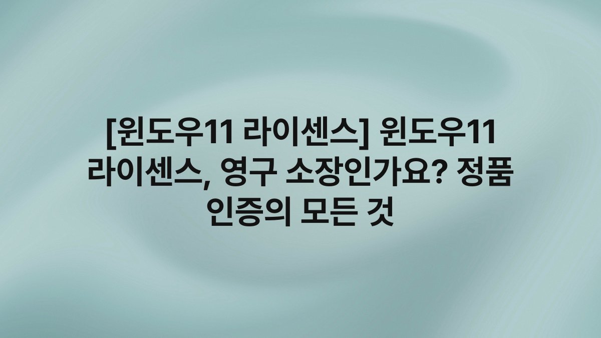 [윈도우11 라이센스] 윈도우11 라이센스, 영구 소장인가요? 정품 인증의 모든 것