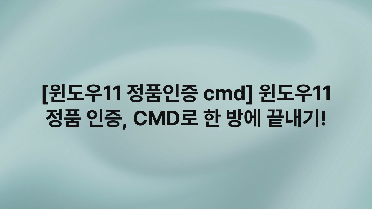 [윈도우11 정품인증 cmd] 윈도우11 정품 인증, CMD로 한 방에 끝내기!