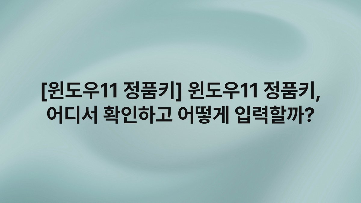 [윈도우11 정품키] 윈도우11 정품키, 어디서 확인하고 어떻게 입력할까?