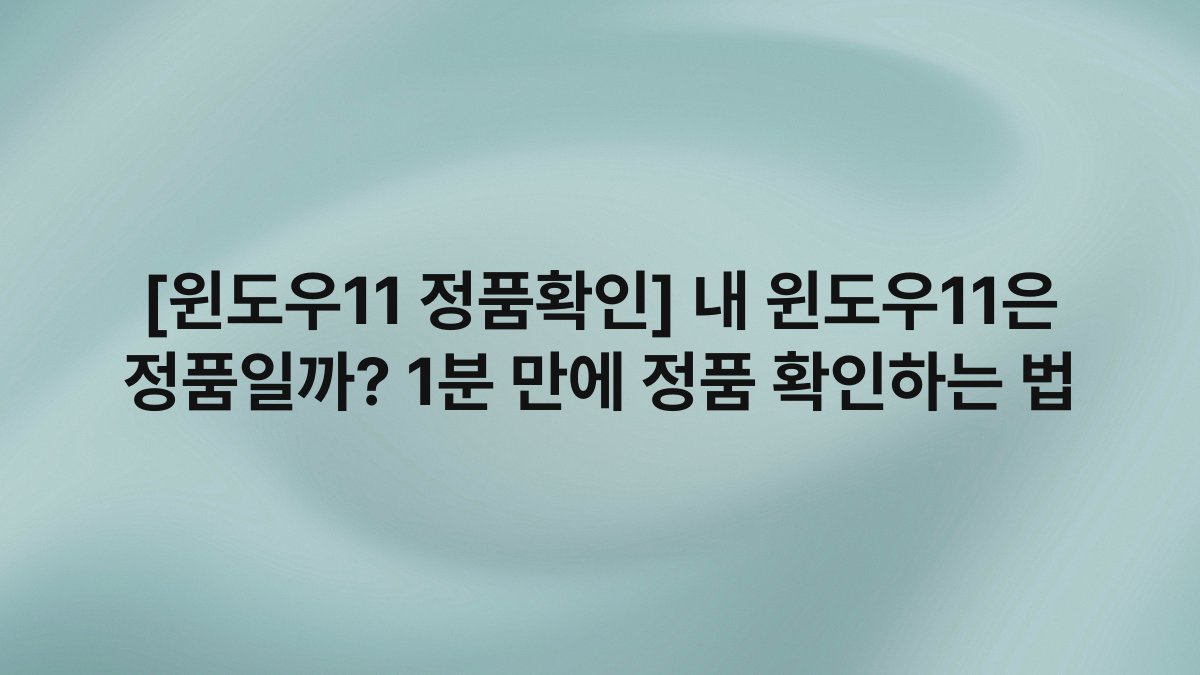 [윈도우11 정품확인] 내 윈도우11은 정품일까? 1분 만에 정품 확인하는 법