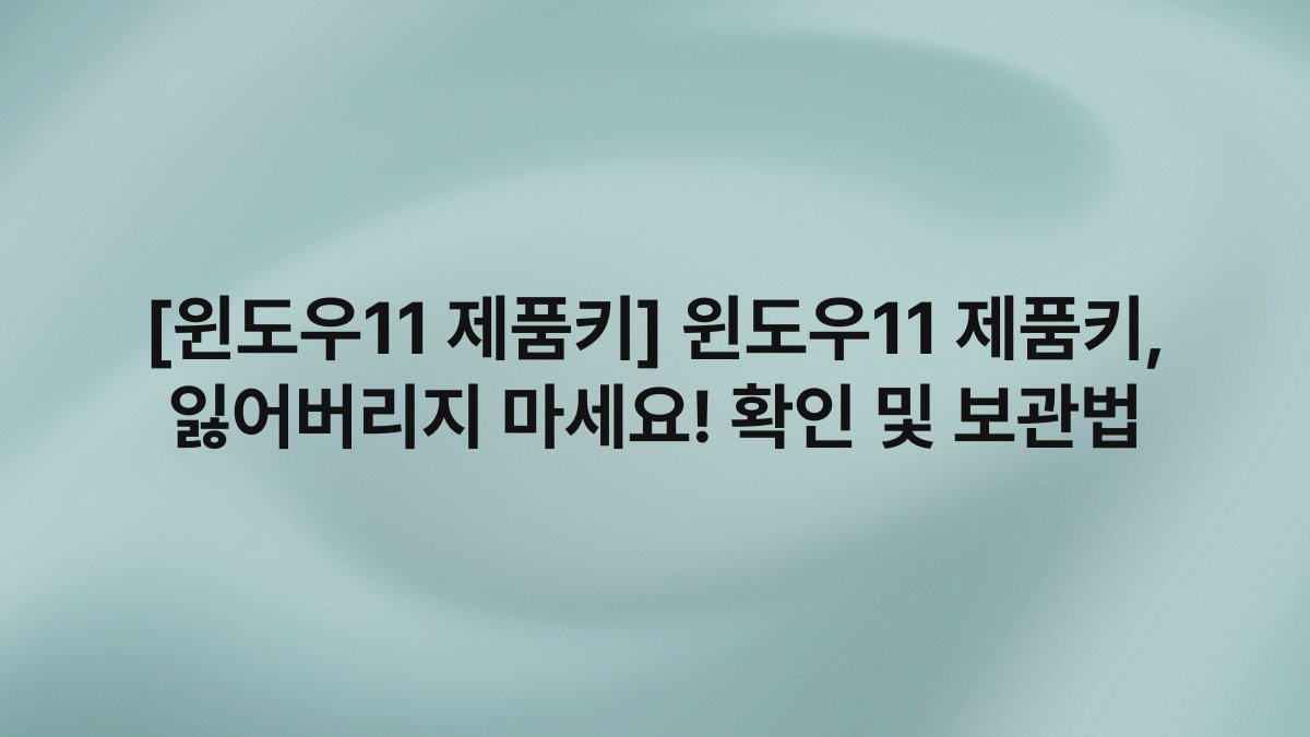 [윈도우11 제품키] 윈도우11 제품키, 잃어버리지 마세요! 확인 및 보관법