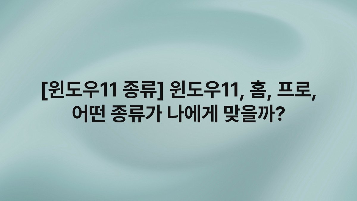 [윈도우11 종류] 윈도우11, 홈, 프로, 어떤 종류가 나에게 맞을까?